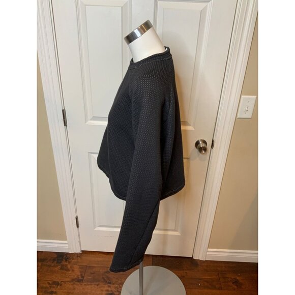 Nike Black & White Micro Dot Crew Neck Cropped Sweatshirt, Size Large - Picture 3 of 5